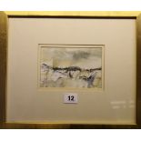 GORDON H WYLLIE RSW Rocks in the snow Signed and dated 81, mixed media / gouache,