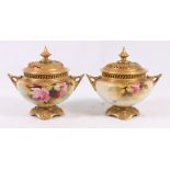 Pair of Royal Worcester pot pourri, signed by Jarmin,