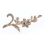 9ct gold floral spray bar brooch set with pearls 3.