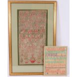 19th century needlework sampler by Isabella Stevenson aged 12,