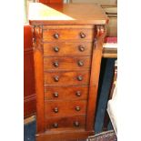 Victorian mahogany Wellington chest of seven drawers on plinth base.