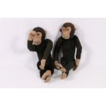 Pair of Steiff mohair and felt monkeys c1950,