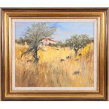 KATHLEEN CONBOY Goats and olive trees Signed, oil,