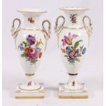 Pair of Dresden gilt floral porcelain vases,