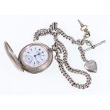 800 grade silver hunter key winding pocket watch by K Serkisoff & Co of Constantinople with silver