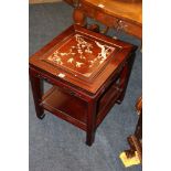 Chinese rosewood and mother of pearl inlaid two tier table