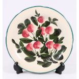 Weymss plate with cherry decoration, green painted and impressed marks,