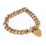 9ct gold curb link padlock bracelet.