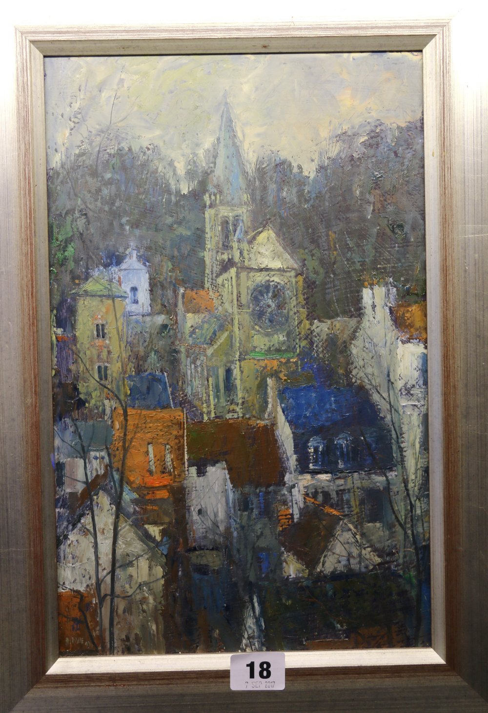 WILLIAM BIRNIE RSW Church at Bougival Signed and dated 93, oil on board,