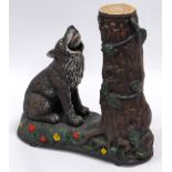 Late 19th century style Hubley cold painted metal novelty money bank in the form of a seated dog