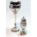 Silver pepperette of vase shape with embossed swags, Sheffield 1895,