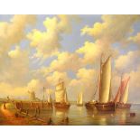 RAYMOND CAMPBELL (20TH CENTURY) Dutch harbour scene Signed, oil on canvas, 35cm x 45cm.