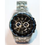 Gent's Bulova Marine Star quartz watch with blue and black anodised bezel, stainless steel,