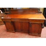 Victorian mahogany pedestal sideboard with raised panel back,