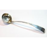 Dumfries silver fiddle pattern ladle with pierced circular bowl, initialled, by David Gray, c. 1830.