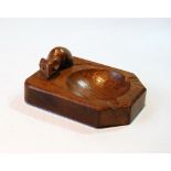 Robert 'Mouseman' Thompson carved oak ashtray, 10cm long.