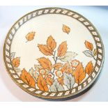 Charlotte Rhead Crown Ducal Autumn Leaves plate, 32cm diameter.