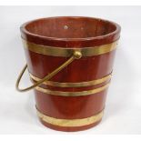 George III style brass-bound mahogany peat bucket with swing handle, 30.5cm high.