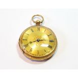 Lever watch with gold dial in 18ct gold open face case, 1866.
