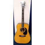 Gordon Ross acoustic guitar with mother of pearl inlays, label dated 2014, abalone banding,