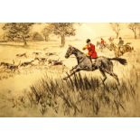 HENRY WILKINSON (1921 - 2011) Hunt Chase Signed in pencil, coloured etching, 80/100, 27cm x 39.5cm.