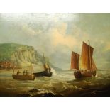 BRITISH SCHOOL (19TH CENTURY) Fishing smack on stormy seas Oil on canvas, 59cm x 75cm.