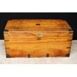 Victorian brass-mounted camphorwood campaign style blanket chest (repaired),