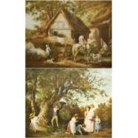 AFTER GEORGE MORLAND (1763 - 1804) Coaching inn and figures in woodland Pair of aquatints,