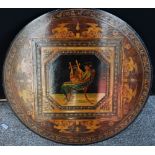 19th century circular Sorrento marquetry table top, 45cm diameter.