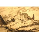 JOHN MACDONALD AIKEN (1881 - 1961) Old Man of Storr, Skye Signed in pencil, drypoint etching,