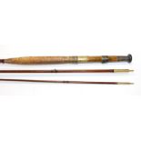 Malloch three-piece greenheart rod with spare tip and bag, serial no. 3711.