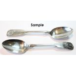 Set of ten silver teaspoons, fiddle and shell pattern, Glasgow 1851/4, 5½oz.