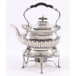 Walker & Hall electroplated spirit kettle on stand with burner, 31cm.