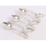 Set of six silver Kings pattern teaspoons, Edinburgh 1857, 147g, 14.5cm.