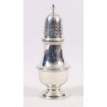 Silver baluster sugar sifter, hallmarks rubbed 167g, 18cm.