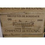 CHATEAU DE REIGNAC 1996, a case of twelve bottles, 12.59% vol, 75cl.