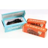 Marklin 3000 0-6-0 locomotive 89028 black, 4608 timber trunk and 4520 container truck, each boxed.