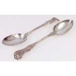 Pair of Victorian silver kings pattern table spoons, maker George Elkington, 196g gross.