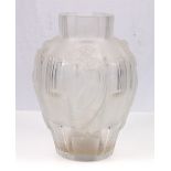 French Art Deco frosted glass vase, with classical maidens moulded in relief, unsigned, 23.5cm.
