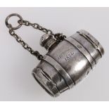 Sampson Mordan silver combination vinigrette snuff and perfume bottle in the form of a barrel,