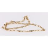 Italian 18ct gold mixed curb link necklace, marked "750",