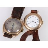 1940's gents 9ct gold wristwatch, with silvered Arabic dial,