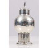 Art Deco style silver castor in the form of a globe on fluted stem, Birmingham 1938, 182g,