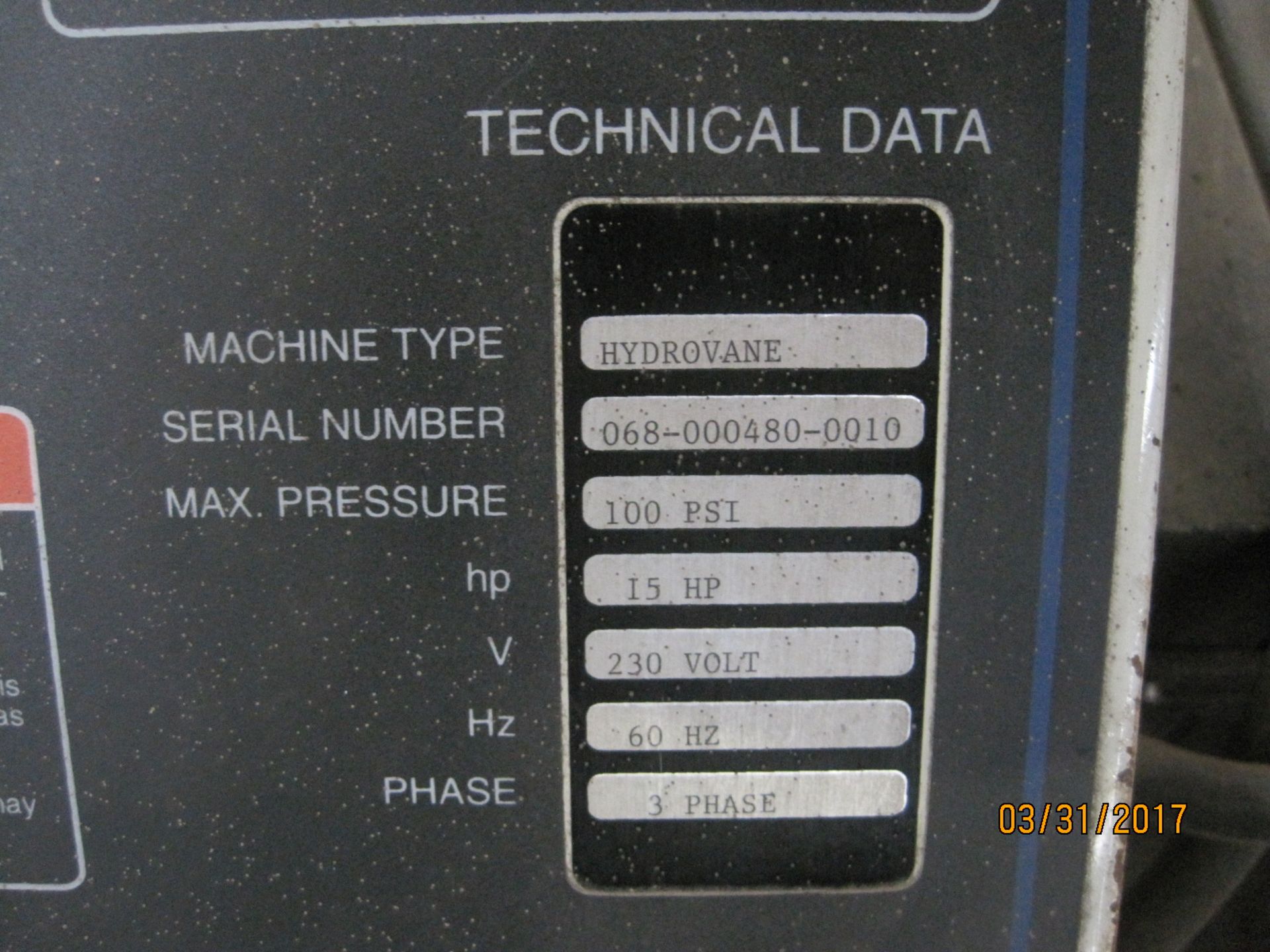 Compair 15 hp Hydrovane Air Compressor - Image 3 of 4