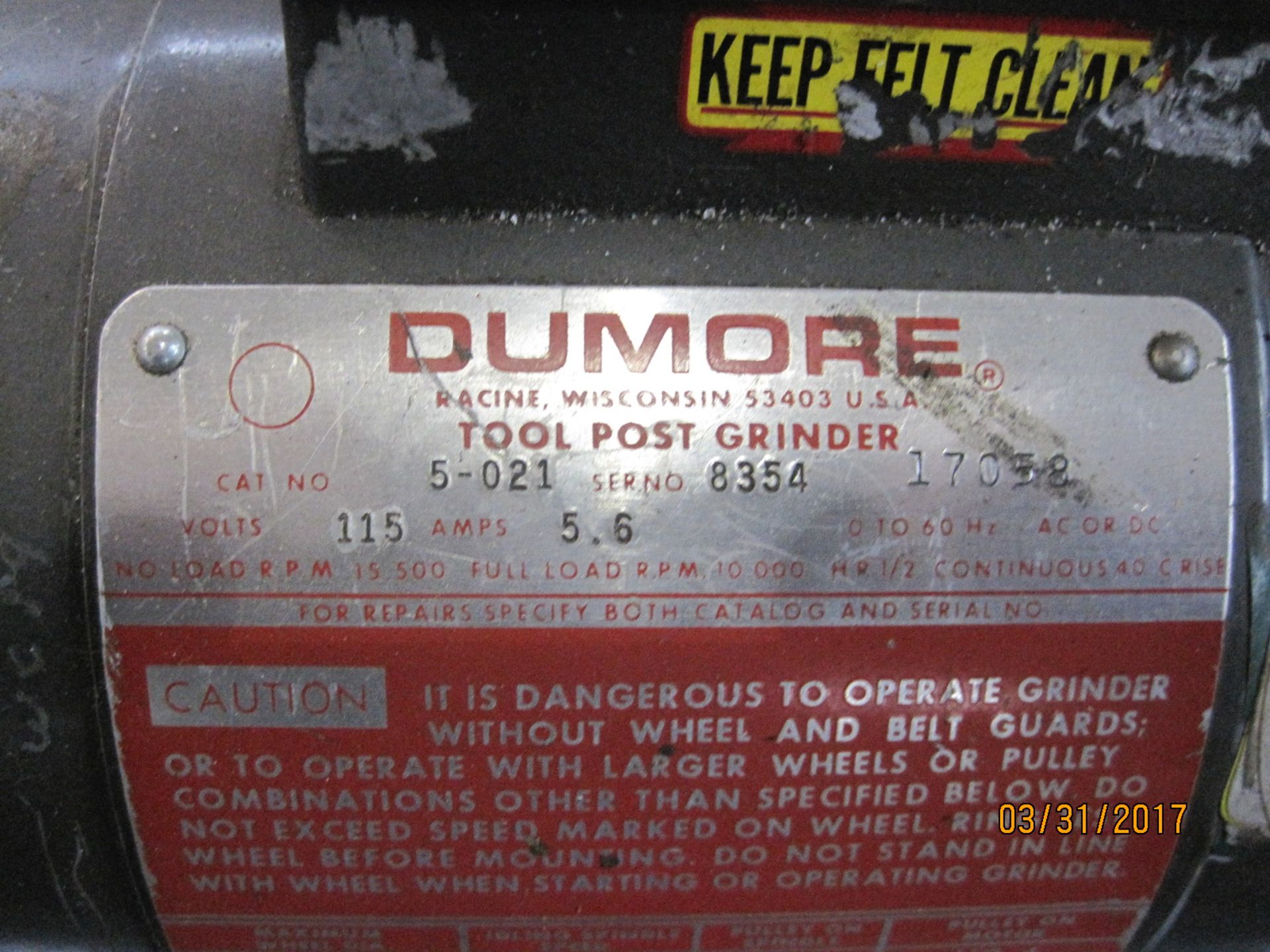 Dumore #5-021 Tool Post Grinder & Case - Image 3 of 4