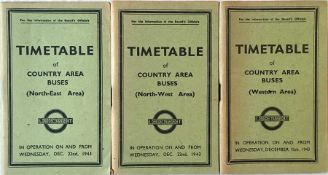 1943 London Transport OFFICIALS' TIMETABLE BOOKLETS for Country Buses. This is the complete set of