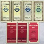 Selection of 1930s London Transport UNDERGROUND RAILWAY POCKET MAPS, the issues that fold out to a