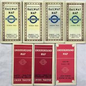 Selection of 1930s London Transport UNDERGROUND RAILWAY POCKET MAPS, the issues that fold out to a