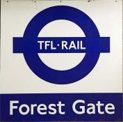 TfL-Rail PLATFORM ROUNDEL SIGN from Forest Gate station on the line from Liverpool Street to