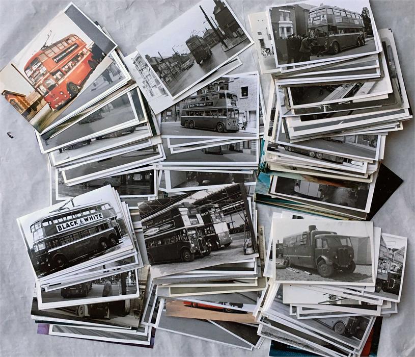 Large quantity of b&w (mainly) London TROLLEYBUS PHOTOGRAPHS, mainly postcard-size, from the 1940s